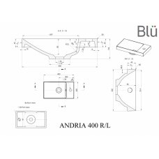 Компактный умывальник из каменной массы (литой мрамор) Blu ANDRIA 400