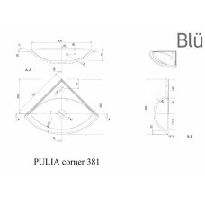 Mažas praustuvas PULIA CORNER 381, akmens masė, Blu