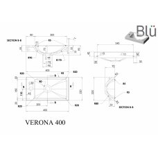 Компактный умывальник из каменной массы (литой мрамор) Blu VERONA 400