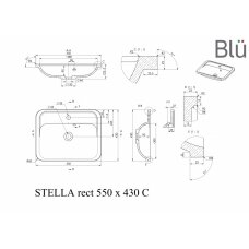 Умывальник из каменной массы (литьевой мрамор) Blu STELLA RECT II
