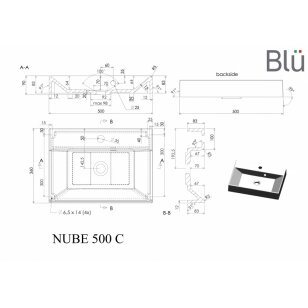 Mažas praustuvas NUBE 500, akmens masė, Blu
