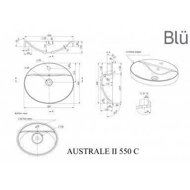 Умывальник из каменной массы (литьевой мрамор) Blu AUSTRALE II Умывальник из каменной массы (литьевой мрамор) Blu AUSTRALE II