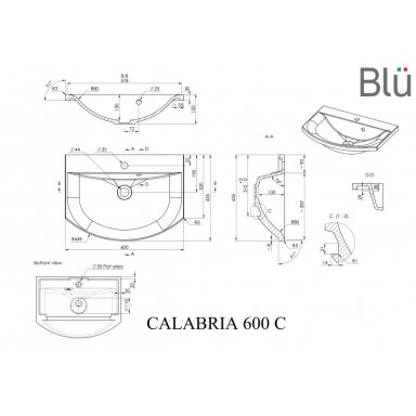 Retro praustuvas CALABRIA, akmens masė, BLU