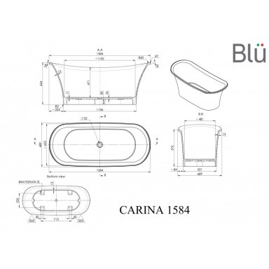 Ванна из литого мрамора Blu CARINA 1584 Ванна из литого мрамора Blu CARINA 1584