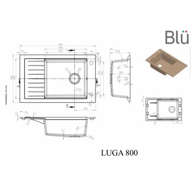 Plautuvė LUGA, įvairių spalvų akmens masė, BLU 6