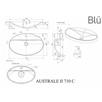 Умывальник из каменной массы (литьевой мрамор) Blu AUSTRALE II 2 Умывальник из каменной массы (литьевой мрамор) Blu AUSTRALE II 2