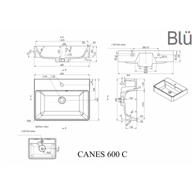 Praustuvas CANES 600, akmens masė, BLU 1