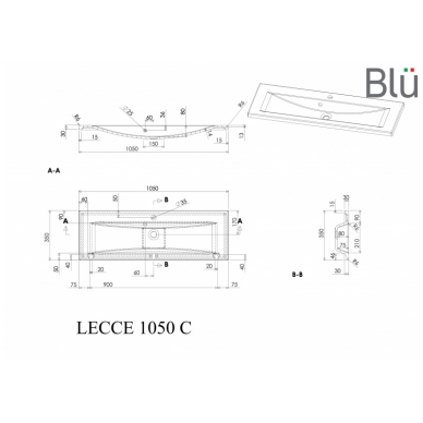 Умывальник из каменной массы (литьевой мрамор) Blu LECCE 2 Умывальник из каменной массы (литьевой мрамор) Blu LECCE 2