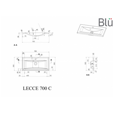Умывальник из каменной массы (литьевой мрамор) Blu LECCE 1 Умывальник из каменной массы (литьевой мрамор) Blu LECCE 1
