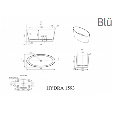 Ванна HYDRA 1600 Evermite из каменной массы Blu 1