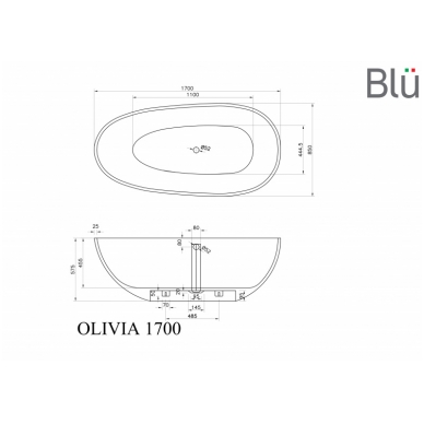 Ванна из каменной массы Blu OLIVIA 1700 3