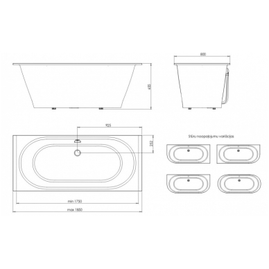 Ванна из каменной массы PAA VARIO GRANDE 185x80 1