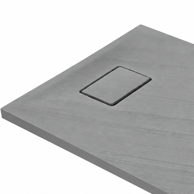 Akmens masės dušo padėklas RILIEVO 100x80 su sifonu, neslystantis matinis pilkas, BLU 1 Akmens masės dušo padėklas RILIEVO 100x80 su sifonu, neslystantis matinis pilkas, BLU 1