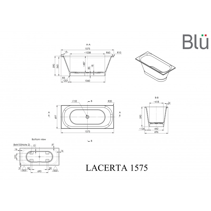 Ванна из каменной массы Blu LACERTA 1575 Evermite 1 Ванна из каменной массы Blu LACERTA 1575 Evermite 1