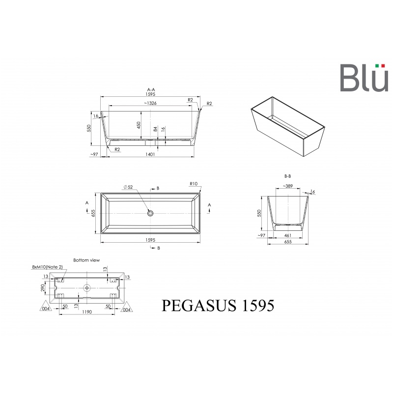 Ванна из каменной массы Blu PEGASUS Evermite 1 Ванна из каменной массы Blu PEGASUS Evermite 1