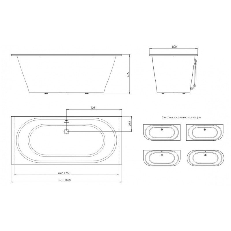 Ванна из каменной массы PAA VARIO GRANDE 185x80 1 Ванна из каменной массы PAA VARIO GRANDE 185x80 1