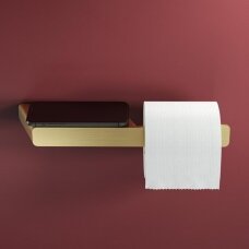 WC popieriaus laikiklis SHIFT su lentynėle, šlifuotas auksas, Geesa