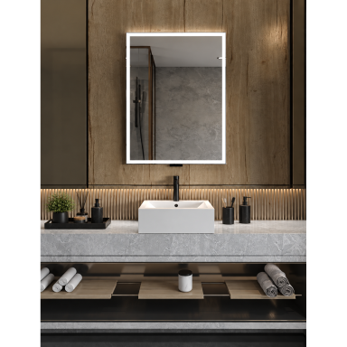 Выдвижное зеркало для ванной YOU 60x80, черное матовое, Miior