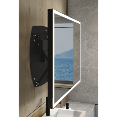 Выдвижное зеркало для ванной YOU 80x60, черное матовое, Miior