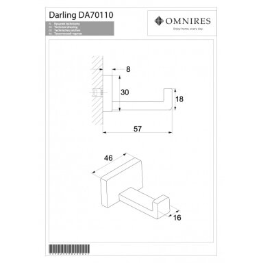 Крючок золотого цвета OMNIRES DARLING