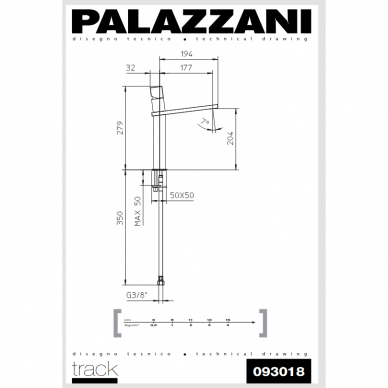Высокий смеситель для умывальника TRACK, Palazzani 4