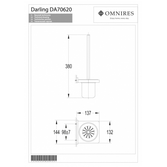 WC šepetys DARLING, aukso spalvos, Omnires 1 WC šepetys DARLING, aukso spalvos, Omnires 1