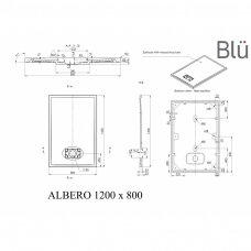 Поддон для душевого уголка Blu ALBERO Rect, каменная масса