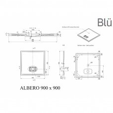 Поддон для душевого уголка Blu ALBERO Square, каменная масса