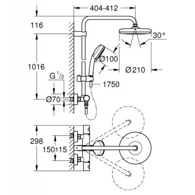 Dušo sistema su termostatu Grohe Tempesta Cosmopolitan System 210 Dušo sistema su termostatu Grohe Tempesta Cosmopolitan System 210