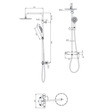 Dušo sistema Y1244NBL, termostatinė, juoda matinė, Omnires Dušo sistema Y1244NBL, termostatinė, juoda matinė, Omnires