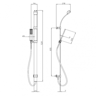 Душевой набор FLAT-One: подставка с лейкой, белый матовый, Bossini 7