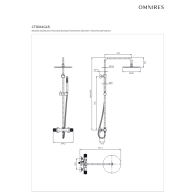 Termostatinė dušo sistema CONTOUR, antracitas, Omnires 1