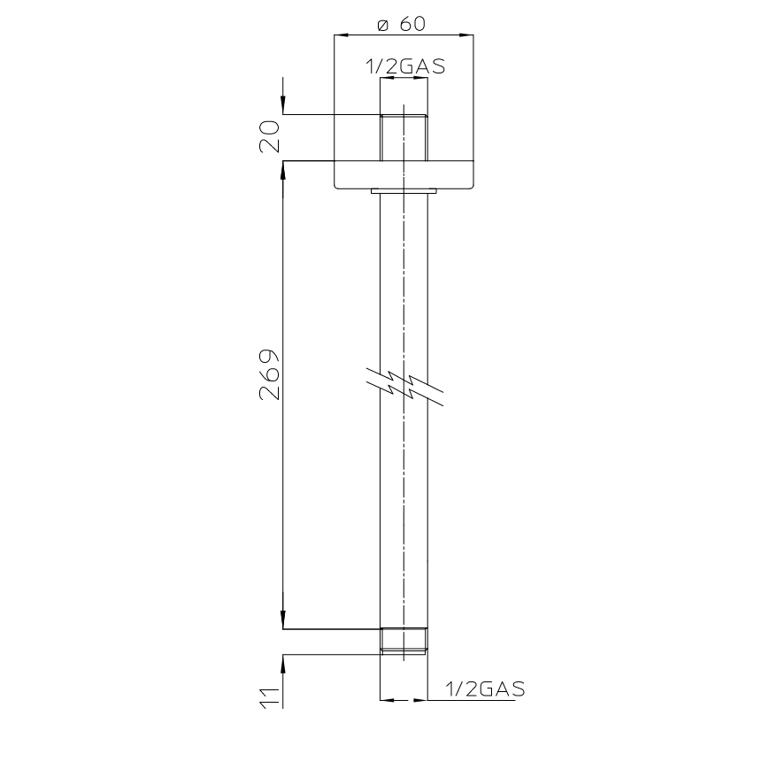 Колено для душевой головы из потолка Bossini H31000 1