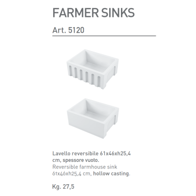 Matinė dvipusė keramikinė plautuvė FARMER SINK FLUTED 61 × 46, Galassia Matinė dvipusė keramikinė plautuvė FARMER SINK FLUTED 61 × 46, Galassia