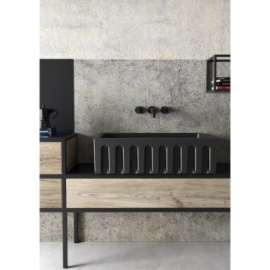 Juoda matinė dvipusė keramikinė plautuvė FARMER SINK FLUTED 61 × 46, Galassia Juoda matinė dvipusė keramikinė plautuvė FARMER SINK FLUTED 61 × 46, Galassia