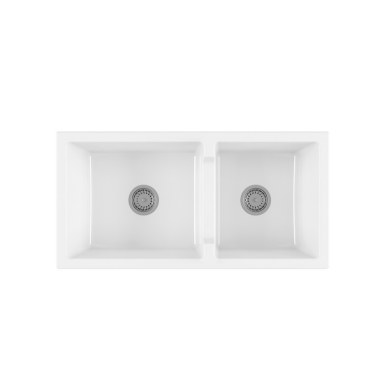Dvipusė keramikinė virtuvinė plautuvė FARMER SINK FRAME 91 × 46 su dvigubu dubeniu, Galassia Dvipusė keramikinė virtuvinė plautuvė FARMER SINK FRAME 91 × 46 su dvigubu dubeniu, Galassia