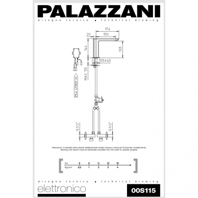 Электронный смеситель для умывальника 00S115, Palazzani 1