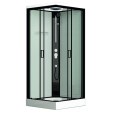 Ketursienė kvadratinė dušo kabina MARINE 90x90, juodas rėmas, Roth