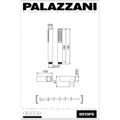 Душевой набор: держатель, шланг и душ MIMO / IDROTECH 2 / DIGIT 3, Palazzani 1