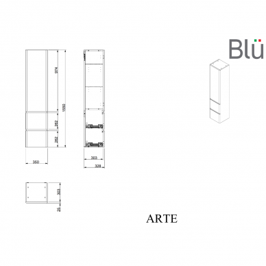 В комплект входит высокий шкаф и тумба с умывальником Arte BLU. 4