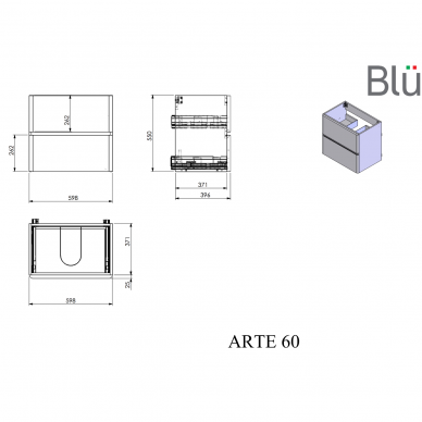 В комплект входит высокий шкаф и тумба с умывальником Arte BLU. 5