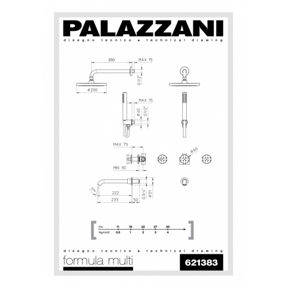 Комплект для душа и ванны Palazzani Formula Multi 1 Комплект для душа и ванны Palazzani Formula Multi 1
