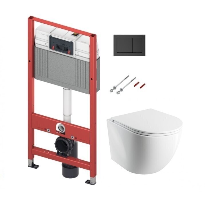 Komplektas sūkurinio WC OTTAWA 49x37 SILENT POWER™ OMNIRES ir rėmo TECE Base 4in1 su juodu klavišu Komplektas sūkurinio WC OTTAWA 49x37 SILENT POWER™ OMNIRES ir rėmo TECE Base 4in1 su juodu klavišu