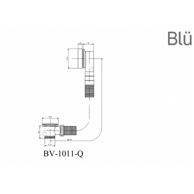 Сифон удлиненный квадратный для ванны, BLU 4