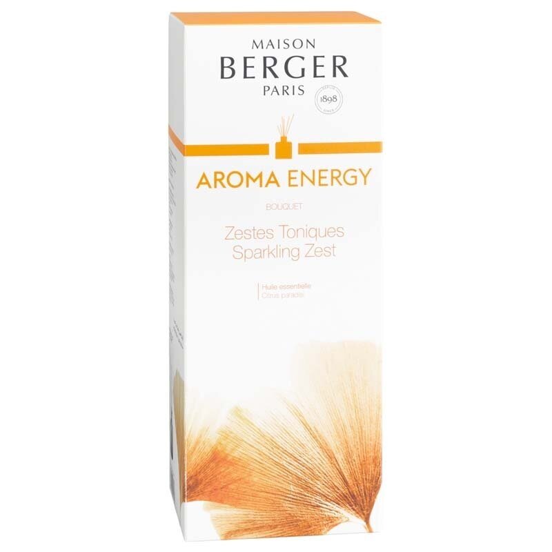 Kvapų indas su pagaliukais GREY AROMA + kvapas Aroma Energy 180ml, Maison Berger 3 Kvapų indas su pagaliukais GREY AROMA + kvapas Aroma Energy 180ml, Maison Berger 3