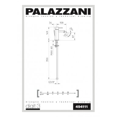 Bide maišytuvas MIDI DIGIT, Palazzani Bide maišytuvas MIDI DIGIT, Palazzani