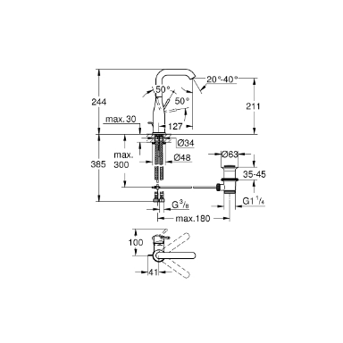 Смеситель для умывальника ESSENCE L, Grohe Смеситель для умывальника ESSENCE L, Grohe