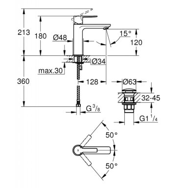 Смеситель для умывальника Grohe Lineare S-размер Смеситель для умывальника Grohe Lineare S-размер
