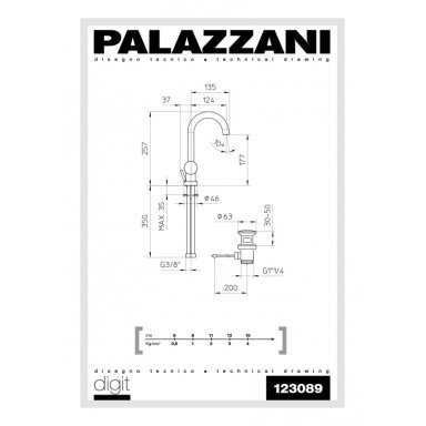 Maišytuvas praustuvui MIDI su pasukamu snapu, Palazzani Maišytuvas praustuvui MIDI su pasukamu snapu, Palazzani