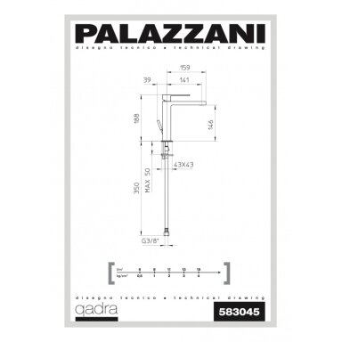 Maišytuvas praustuvui QADRA, Palazzani Maišytuvas praustuvui QADRA, Palazzani